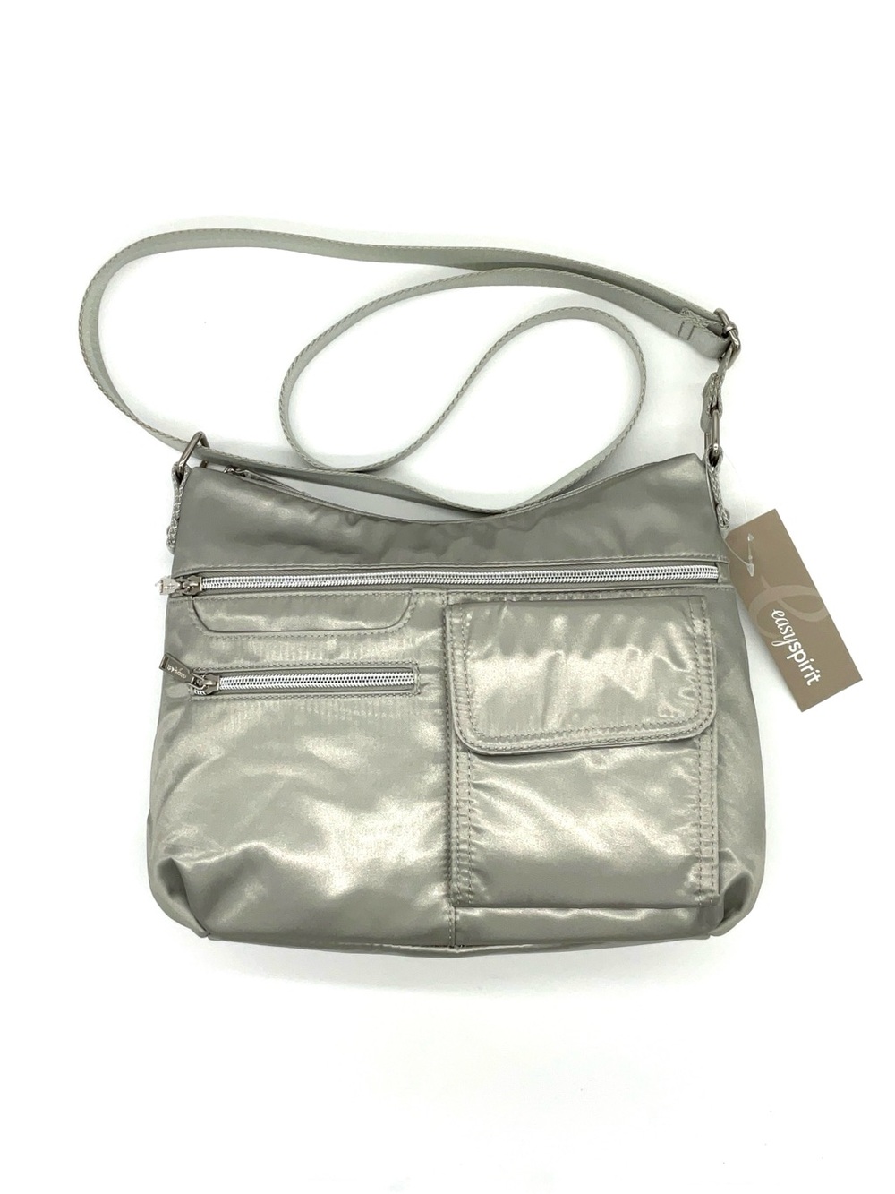 NWT Easy Spirit Silver Brinda Shoulder Bag with Dust Bag